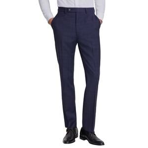 Calvin Klein Men's Navy Plaid Wool Blend Jace Slim-Fit Suit Pants Size 36x32